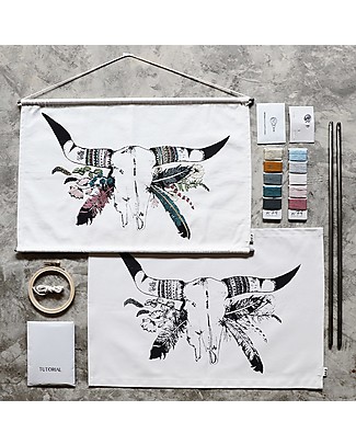 Numero 74 Crazy Animal Embroidery Kit, Buffalo - 55x40 cm Art & Craft Kits