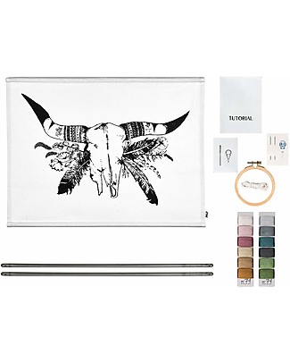 Numero 74 Crazy Animal Embroidery Kit, Buffalo - 55x40 cm Art & Craft Kits