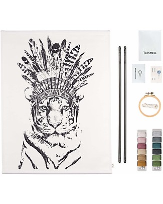 Numero 74 Crazy Animal Embroidery Kit, Tiger - 50x70 cm Art & Craft Kits