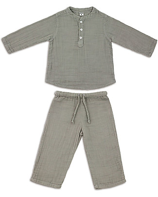 Numero 74 Dan Shirt & Pants Suit, Silver Grey - 100% cotton (1/4 years) Special Occasion