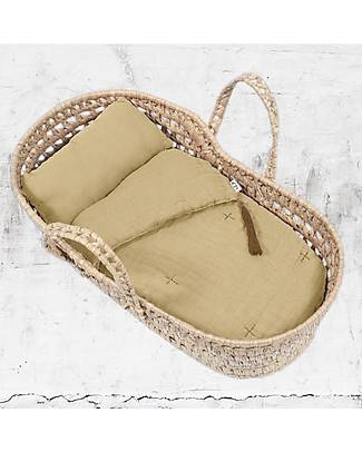 Numero 74 Doll Basket + Mellow Yellow Linen Set - All Handmade! Toy Prams