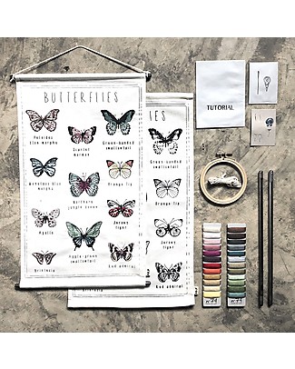 Numero 74 Embroidery Kit School Poster - Butterflies - 30x50 cm Art & Craft Kits
