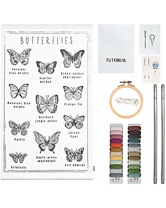 Numero 74 Embroidery Kit School Poster - Butterflies - 30x50 cm Art & Craft Kits