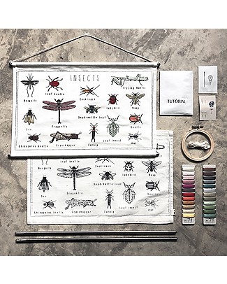 Numero 74 Embroidery Kit School Poster - Insects - 50x30 cm Art & Craft Kits