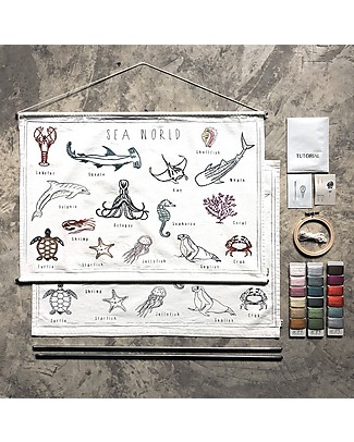 Numero 74 Embroidery Kit School Poster - Sea World - 70x50 cm Art & Craft Kits