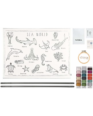 Numero 74 Embroidery Kit School Poster - Sea World - 70x50 cm Art & Craft Kits