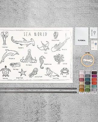 Numero 74 Embroidery Kit School Poster - Sea World - 70x50 cm Art & Craft Kits