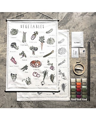 Numero 74 Embroidery Kit School Poster - Vegetables - 50x70 cm Art & Craft Kits