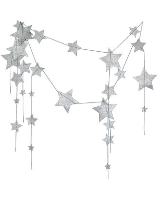 Numero 74 Falling Star Garland - Silver Glitter - 2mt Long Bunting