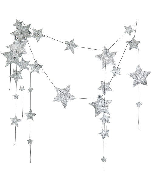 Numero 74 Falling Star Garland - Silver Glitter - 2mt Long Wall Decorations