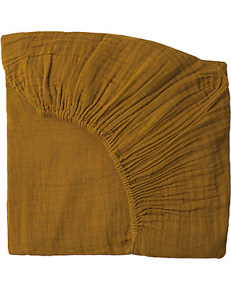 Numero 74 Fitted Bed Sheet - Gold - 120x60 cm - Cotton muslin Bed Sheets and Pillow Cases