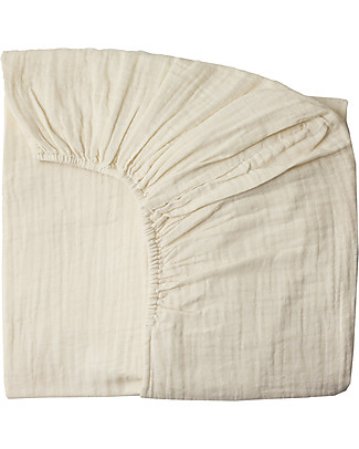 Numero 74 Fitted Bed Sheet, Natural - 60x120 cm - Organic Cotton muslin Bed Sheets