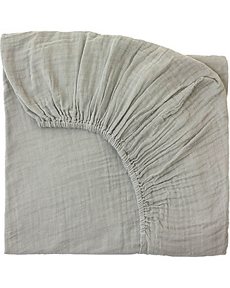 Numero 74 Fitted Bed Sheet, Silvery Grey - 60x120 cm, Cotton muslin Bed Sheets