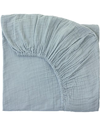 Numero 74 Fitted Bed Sheet, Sweet Blue - 60x120 cm - Organic Cotton muslin Bed Sheets