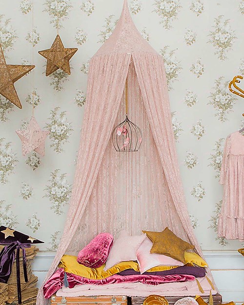 Numero 74 Floral Lace Bed Canopy, Dusty Pink Canopies