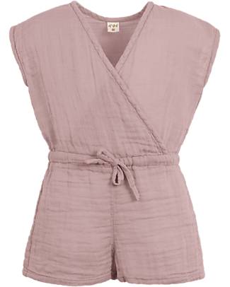 Numero 74 Grace Playsuit with Kimono Closure - Dusty Pink - 100% GOTS Organic Cotton Short Rompers