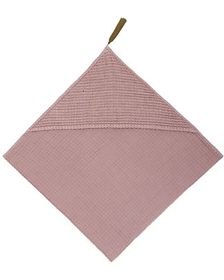 Numero 74 Hooded Baby Towel 80x80 cm, Dusty Pink - 100% organic cotton gauze waffle Towels And Flannels