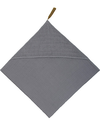 Numero 74 Hooded Baby Towel 80x80 cm, Stone Grey - 100% Organic cotton gauze waffle Towels And Flannels
