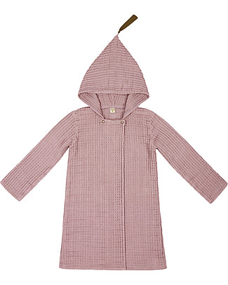 Numero 74 Hooded Bathrobe Kid, Dusty Pink -100% Organic cotton gauze waffle (3-5 years) Towels And Flannels
