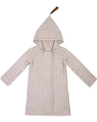 Numero 74 Hooded Bathrobe Kid, Powder -100% Organic cotton gauze waffle (6-8 years) Towels And Flannels