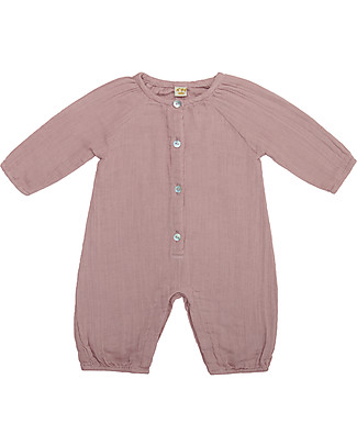 Numero 74 Leni Jumpsuit Baby, Dusty Pink (1-2 years) - 100% organic cotton double saloo Babygrows