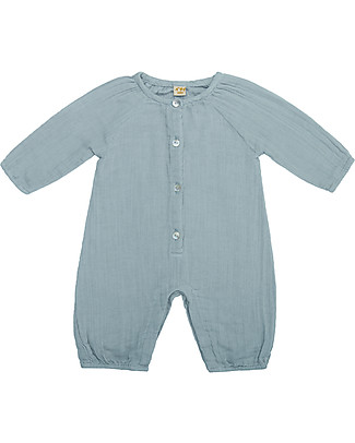 Numero 74 Leni Jumpsuit Baby, Sweet Blue (9-12 months) - 100% organic cotton double saloo Babygrows
