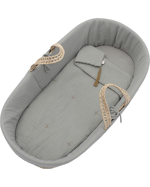 Numero 74 Linen Set for Moses Baby Basket - Silver Grey Cribs & Moses Baskets