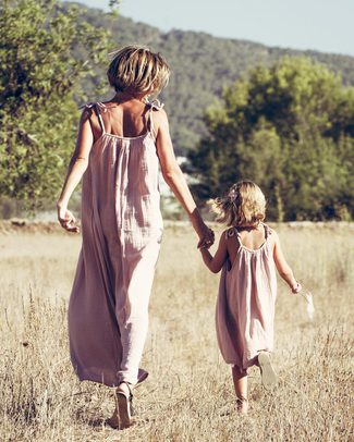 Numero 74 Mia Mum Long Dress - Dusty Pink- Cotton Muslin Dresses