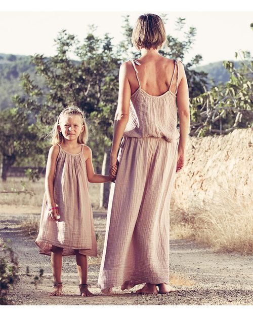 Numero 74 Mia Mum Long Dress - Dusty Pink- Cotton Muslin Dresses_