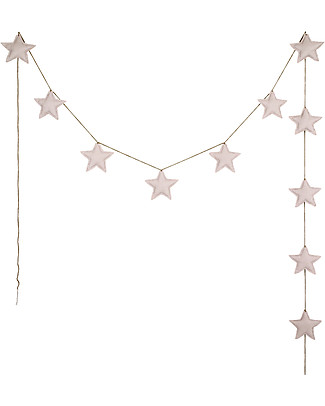 Numero 74 Mini Star Garland, Powder - 2,5 m - 100% organic cotton Bunting