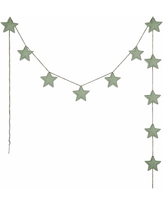 Numero 74 Mini Star Garland - Sage Green - 2.5m - 100% Organic Cotton Wall Decorations