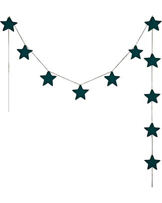 Numero 74 Mini Star Garland - Teal Blue - 2.5m - 100% Organic Cotton Wall Decorations