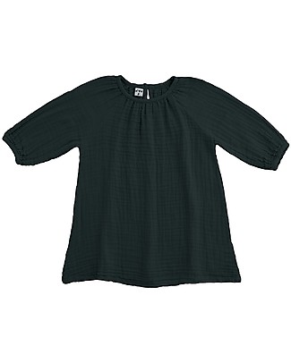 Numero 74 Nina Girl Dress, Dark Grey - L Size (5-6 years) - Cotton Double Saloo Dresses_