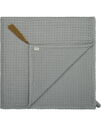 Numero 74 Organic Cotton Waffle Bath Towel, Silver Grey - 100x150 cm Towels And Flannels