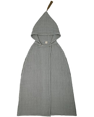 Numero 74 Poncho Towel, Silver Grey - 6-8 Years - 100% organic cotton waffle Towels And Flannels