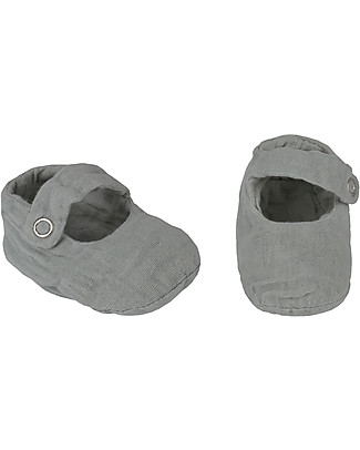 Numero 74 Sissi Baby Slippers, Silver Grey - 100% organic cotton Shoes