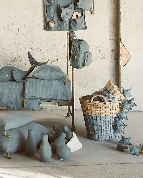 Numero 74 Small Rattan Basket, Sweet blue Storage organisers