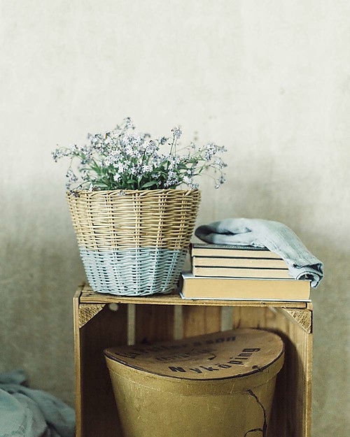 Numero 74 Small Rattan Basket, Sweet blue Storage organisers