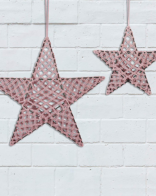 Numero 74 Star Lantern Macramé 50 x 50 cm - Dusty Pink - Metal and Cotton Wall Lamps
