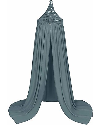Numero 74 Tara Canopy with Hand-crocheted Top - Ice Blue - Cotton Canopies