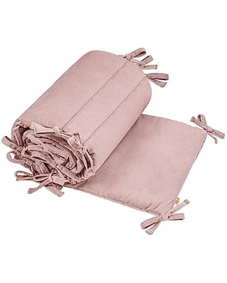 Numero 74 Velvet Cot Bumper - 190x30 cm - Dusty Pink - Organic Cotton with Padding Bumpers