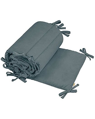 Numero 74 Velvet Cot Bumper - 190x30 cm - Ice Blue - Organic Cotton with Padding Bumpers