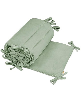 Numero 74 Velvet Cot Bumper - 190x30 cm - Sage Green - Organic Cotton with Padding Bumpers