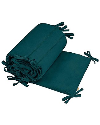 Numero 74 Velvet Cot Bumper - 190x30 cm - Teal Blue - Organic Cotton with Padding Bumpers