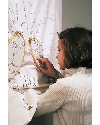 Numero 74 World Map Embroidery Kit - 110x80 cm Art & Craft Kits