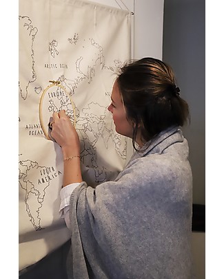 Numero 74 World Map Embroidery Kit - 110x80 cm Art & Craft Kits