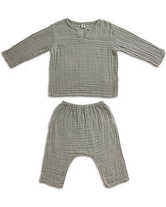 Numero 74 Zac Shirt + Pants Suit, Silver Grey - 100% cotton Sets And Co-Ords