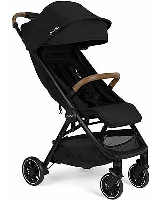 Nuna Compact TRVL Stroller - Caviar - Black - Ideal for Traveling and for the City! Lights Strollers