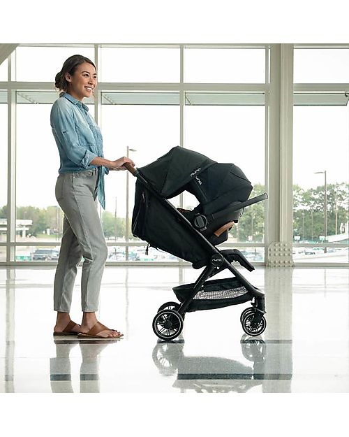 Nuna Compact TRVL Stroller - Caviar - Black - Ideal for Traveling and for the City! Lights Strollers
