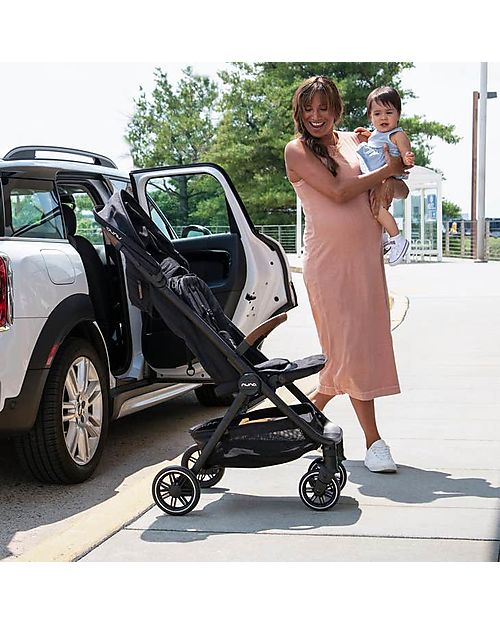 Nuna Compact TRVL Stroller - Caviar - Black - Ideal for Traveling and for the City! Lights Strollers